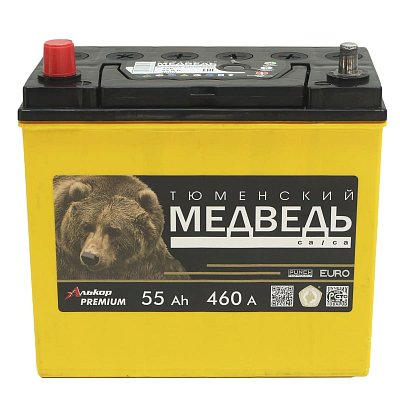 Аккумуляторная батарея 55 Ач Тюменский медведь (65B24R) LA п/п тонк.кл. 23,8*12,9*22,7