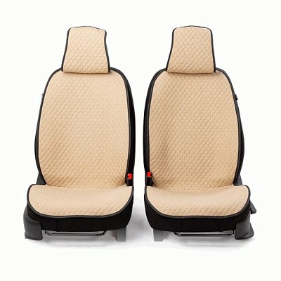 Накидки на сиденье Car Performance передние 2 шт  fiberflax бежевые 5шт/уп CUS-1052 BE/BE