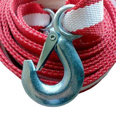 Трос 7т 5м буксировочный ленточный 2 крюка в сумке Green Star