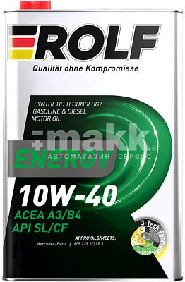 Масло моторное ROLF Energy 10W40 п/синт. API SL/CF ACEA A3/B4 1л