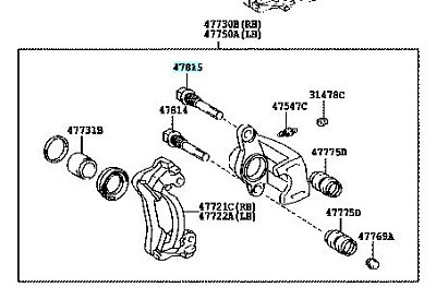 Втулка направляющая тормозного суппорта Toyota MCU3# задн. нижн. 47814-48050 OEM