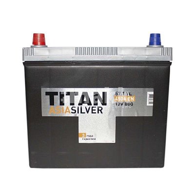 Аккумуляторная батарея 57 Ач ТИТАН Asia Silver (70B24R) п/п тонк.кл. 23,6*12,8*22,3