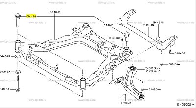 Сайлентблок подрамника Nissan X-Trail T31,Qashqai J10E передн. 54466-JD000 OEM