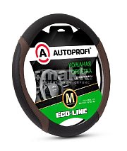 Оплетка экокожа прем.черный/кофейный Autoprofi Eco-Line со вставками 25шт/уп EL-2504 BK/COFFE (M)