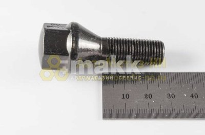 Болт колесный М12*1,25 (56/29, ключ 19, конус, черный) (уп. 5 шт) 