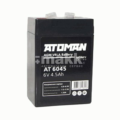 Аккумуляторная батарея ATOMAN 6В 4,5 Ач для ОПС
