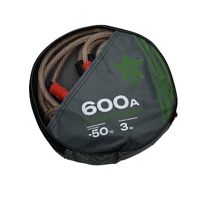Провода пусковые 600А Green Star 3м в сумке силиконовые