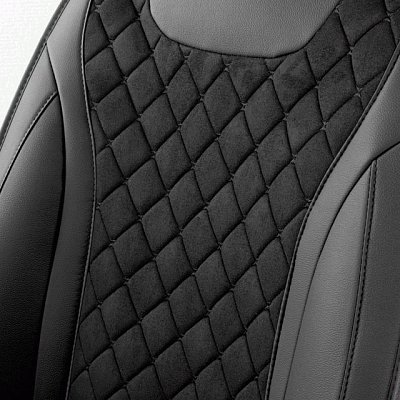 Накидки на сиденье Car Performance передние 2 шт алькантара + экокожа черные CUS-3044 BK/BK
