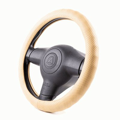 Оплетка экокожа бежевая Autoprofi перфорированная ребристая основа AP-1912 BE (M) 