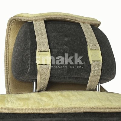 Накидка на сиденье бежевая светло GS Premium искусственный мех короткий ворс 150*55см 1 шт