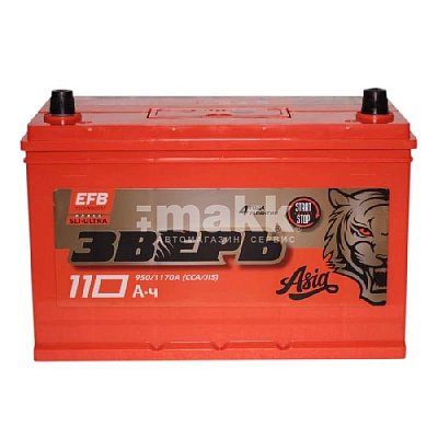 Аккумуляторная батарея 110 ЗВЕРЬ Азия EFB (125D31L) о/п 30,6*17,5*22,5