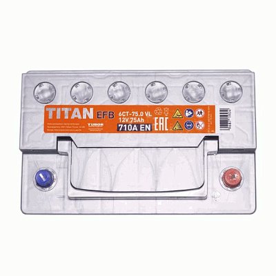 Аккумуляторная батарея 75 Ач Титан EFB о/п  27,6*17,5*19,0
