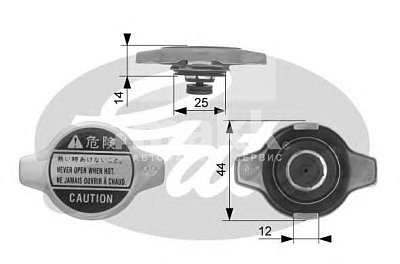Крышка радиатора DAEWOO LEXUS MAZDA MITSUBISHI Toyota RC127 малый клапан 0.9 bar Gates