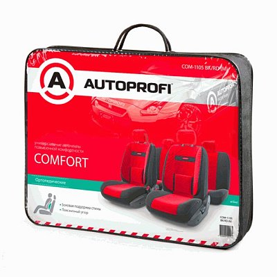 Чехлы COMFORT орто.под велюр 11пр карм 6 мол чёрн/красн р-р М 5шт COM-1105 BK/RD (M)