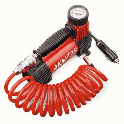 Компрессор  28л/мин 130W 12V 7Атм металлический поршень, в компл 3 насадки AUTOPROFI  AKM-28