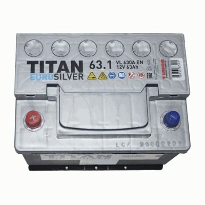 Аккумуляторная батарея 63 Ач Титан Euro Silver п/п  24,2*17,5*19