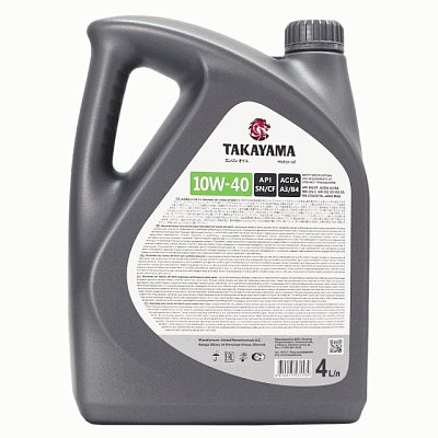 Масло моторное TAKAYAMA 10W40 п/синт. API SN/CF ACEA A3/B4  4л пластик