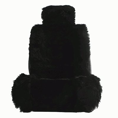 Накидка на сиденье серая темно GS натуральная овчина комбинированная короткий с длинным 1 шт