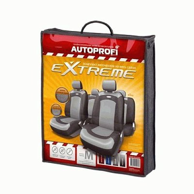 Чехлы EXTREME велюр+сетч. 8пр 3мол. чёрый/серый р-р М 5шт/уп XTR-803 BK/GY (M)