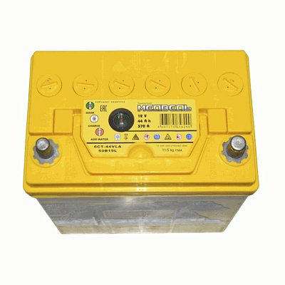 Аккумуляторная батарея 44 Ач Медведь (50B19L) VLA Ca/Ca о/п тонкие клеммы 19,5*12,9*22,2