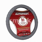 Кожаная оплётка рулевого колеса AP-300 D.GY (M)