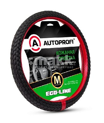 Оплетка прем.экокожа полностью плетёная черный/красный Eco-Line под р-р M 25шт/уп EL-800 BK/RD (M)