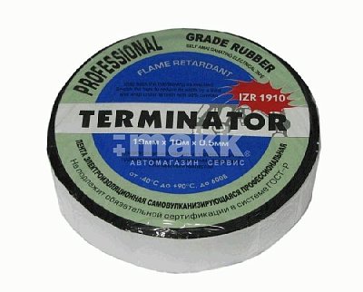 Изолента полиизобутилен самовулканизирующаяся 10м 19мм Terminator черная IZR 1910