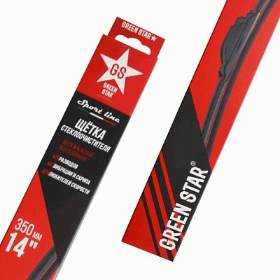 Бескаркасная щетка стеклоочистителя Sport Line Green Star 14" 350мм