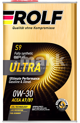 Масло моторное ROLF ULTRA 0W30 синт A7/B7 API SP 4л (металл)