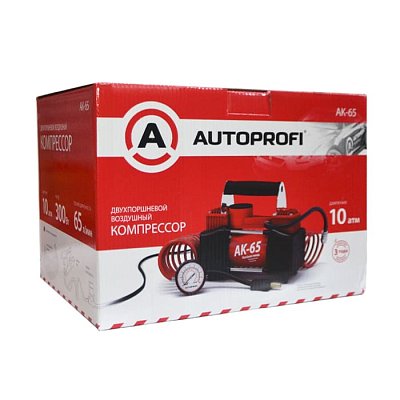 Компрессор  65л/мин 300W 12V металлический двухпоршневой, шланг с перех. AUTOPROFI 4шт/уп AK-65