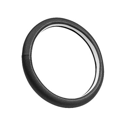 Оплетка экокожа, белая строчка, черная Green Star (М)