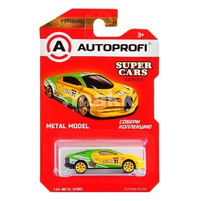 Машинка коллекционная 1:64 SUPER CARS Bugatti желт./зеленый SUP-004 YE/GR