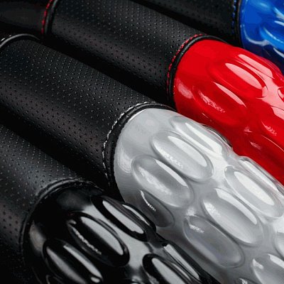 Оплетка экокожа черная 2 вставки из силикона р-р М 20шт/уп AP-2060 BK/BK (M)