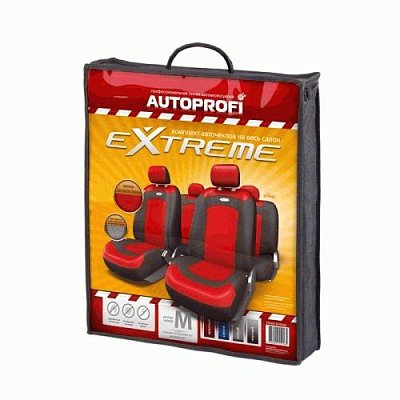 Чехлы EXTREME велюр+сетч. 8пр 3 молнии чёрый/красн XTR-803 BK/RD (M)