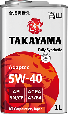 Масло моторное TAKAYAMA Adaptec 5W40 синт. API SN/CF ACEA A3/B4  1л металл