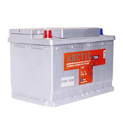 Аккумуляторная батарея 75 Ач Титан Arctic Silver п/п  27,6*17,5*19