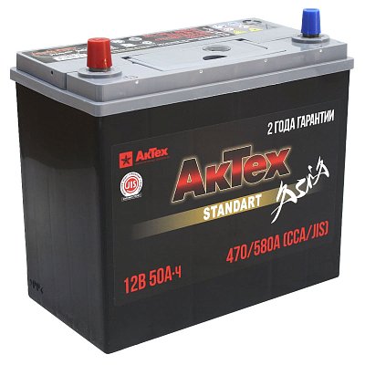 Аккумуляторная батарея 50 Ач Актех Standart Asia (55B24R) п/п тонк.кл 23,8*12,9*22,5
