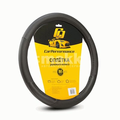 Оплетка  экокожа черная три вставки под карбон р-р M Car Performance 25шт/уп CP-2031 BK/BK (M)