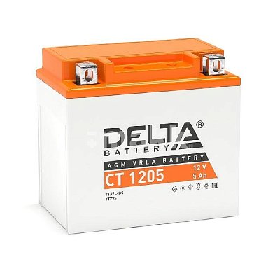 Мото аккумулятор DELTA 12В 5Ач (YTX5L-BS, YT5L-BS, YTZ7S) о/п