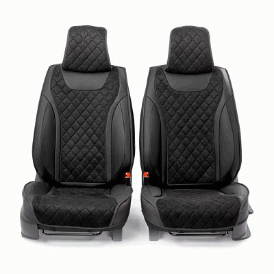 Накидки на сиденье Car Performance передние 2 шт алькантара + экокожа черные CUS-3044 BK/BK