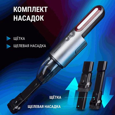 Пылесос беспроводной ROBOVOLT V8,100W 2 насадки,LED фонарь,магн.крышка,зарядка Type-C 5V 1,8A, сумка