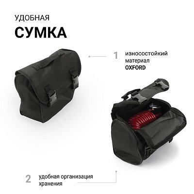 Компрессор  28л/мин 130W 12V 7Атм металлический поршень, в компл 3 насадки AUTOPROFI  AKM-28