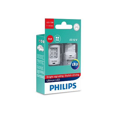 LED Автолампа W21W 12V Philips Ultinon Red 11065ULRX2