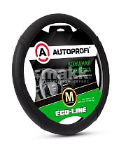 Оплетка экокожа прем.черный Autoprofi Eco-Line со вставками 25шт/уп EL-2504 BK/BK (M)