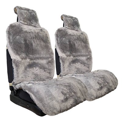 Накидка на сиденье серая GS натуральная овчина короткий ворс 1 шт