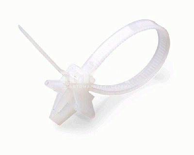 Стяжка кабельная с дюбель-пистоном 4,8х190мм КСДп4,8*190(б) FortisFlex (белый, нейлон) (ПЭ10/100)