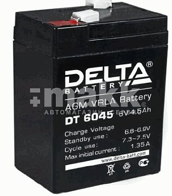 Аккумуляторная батарея Delta 6В 4,5 Ач DT 6045