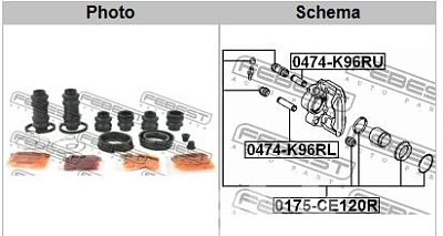 Ремкомплект тормозного суппорта Toyota Corolla CE121,NZE12#,ZZE12# задний 0175-CE120R Febest