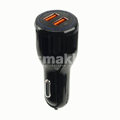 Автомобильное ЗУ USB*2 21W(QC3.0)+15W(5V,3A) Continent черный быстрая зарядка QA36-283BK/OEM