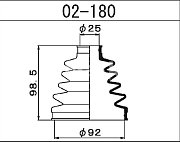 Пыльник ШРУСа Honda Accord 02-04, Integra 01-03 CR-V 01-02 наружн. 02-180 MARUICHI (хомуты в ком-те)